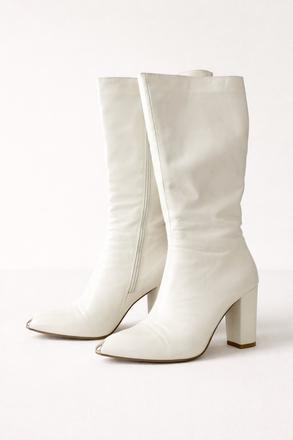 Dámske biele čižmy na podpätku, 36