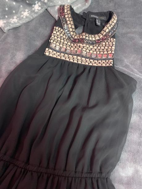 Cierne saty s rozporkom, mango,m