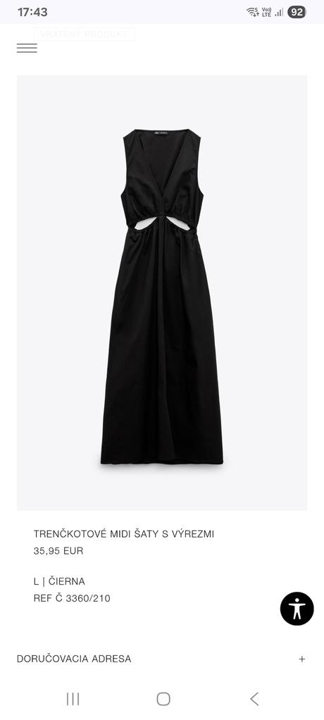 Čierne popelínové bavlnené šaty zara, zara,l