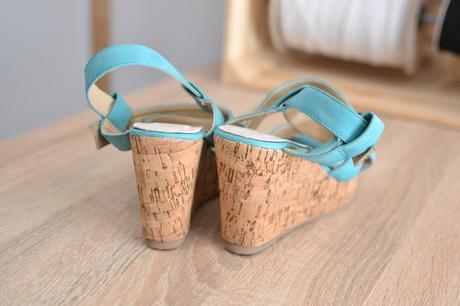 Tyrkysové korkové sandále 36, 36