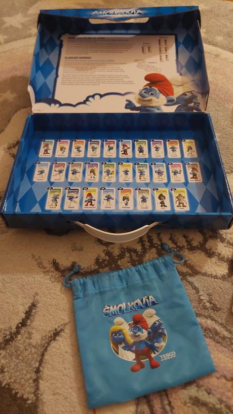 Šmolkovia domino + zberateľský kufrík,