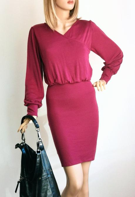 Elegantné merino šaty vo farbe bordó, 34 / 35 / 36 / 37 / 38