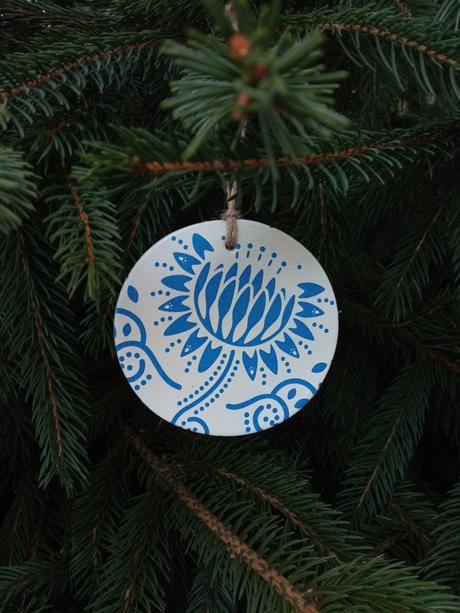 Vianočná dekorácia modrotlač kvietok, 