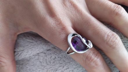 Fialový prsteň striebro 925,
