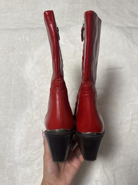Červené kožené kozačky zn. zara, zara,40