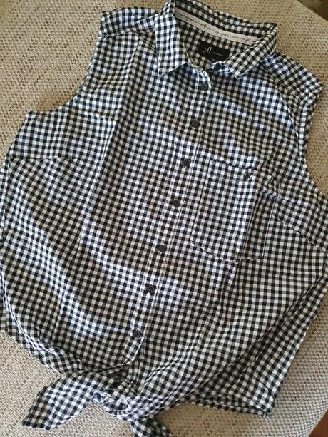 Kockovaná letná košeľa na uväzovanie veľ. 38, h&m,38