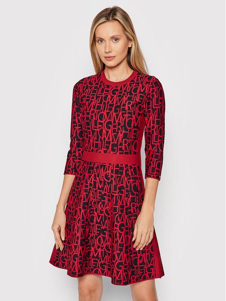 Tommy hilfiger icon cerveno cierne saty vel. l, tommy hilfiger,l