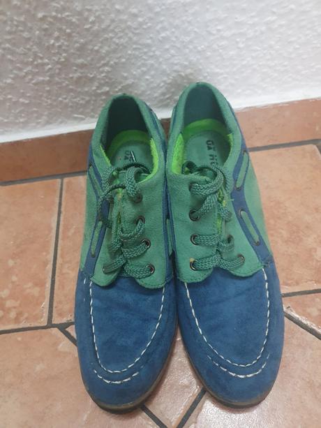 Modro zelené bez opätku dámske topánky, 37