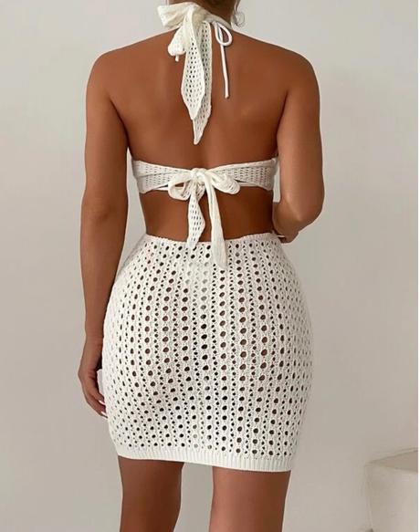 Biele pletené šatocky, s