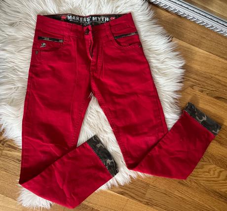 Červené rifle nohavice 134, 134