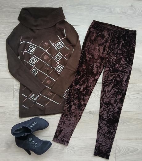 Hnedy sveter s flitrami, m