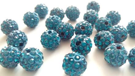 Korálky shamballa - tmavý tyrkys 10 mm, 