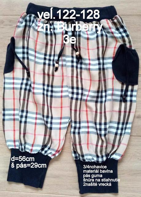 Dievčenské nohavice veĺ.122-128, burberry,122