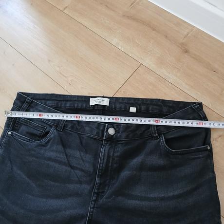 Bavlnené elastické rifle s vysokým pásom, tchibo,48