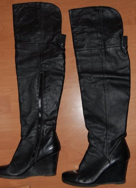 Cizmy nad kolena, prava koza,37, chinese laundry, 37