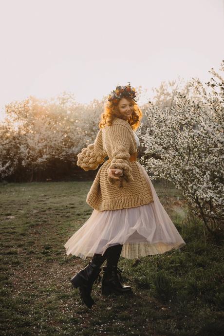 Oversized cardigan s bublinovými rukávmi,akryl, 