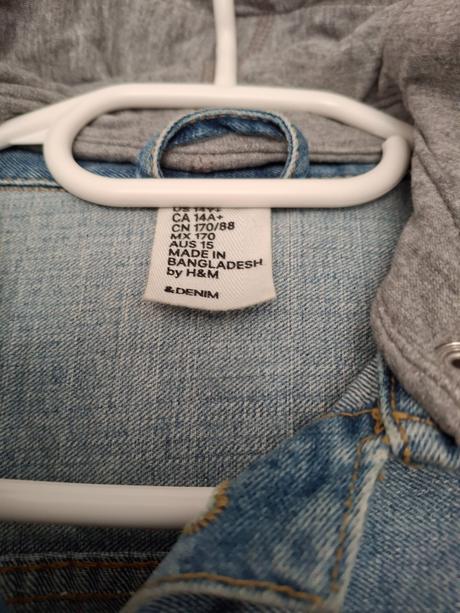 Frajerska 2v1 riflova bunda-mikina top stav, h&m,164