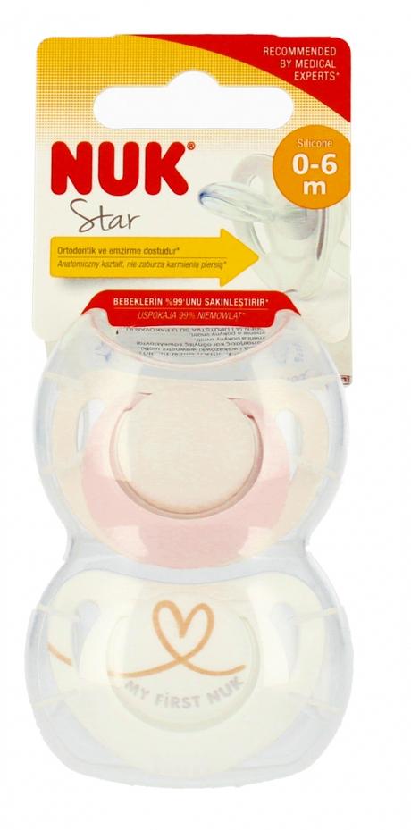 Nuk silikónový sumlík star ružový 0-6m, 2ks, nuk