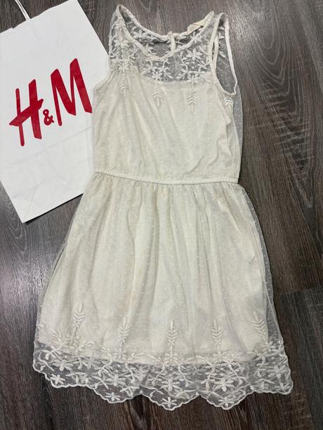 H&m dievcenske čipkovane letne šaty na 11-12 rokov, h&m,152