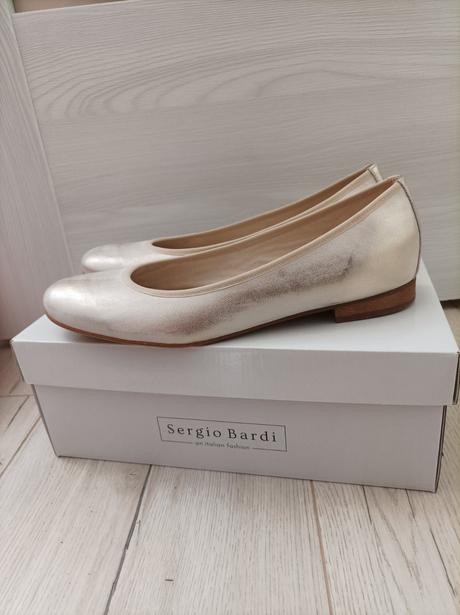 Kožené balerínky sergio bardi metalické 40, 40