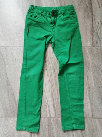 Zelené džínsy v140, 9-11r.,čistá bavlna, 140
