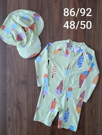 Plavkovy overal lindex uv 50 s čiapkou 86/92, lindex,86