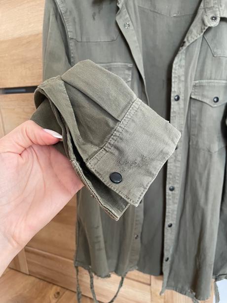Khaki roztrhaná košeľa pánska, zara,m