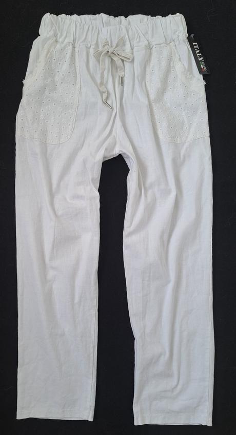 Letne nohavice lan+bavlna+elastan, s