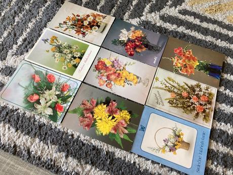 Retro pohľadnice kytice 80-90te roky, 
