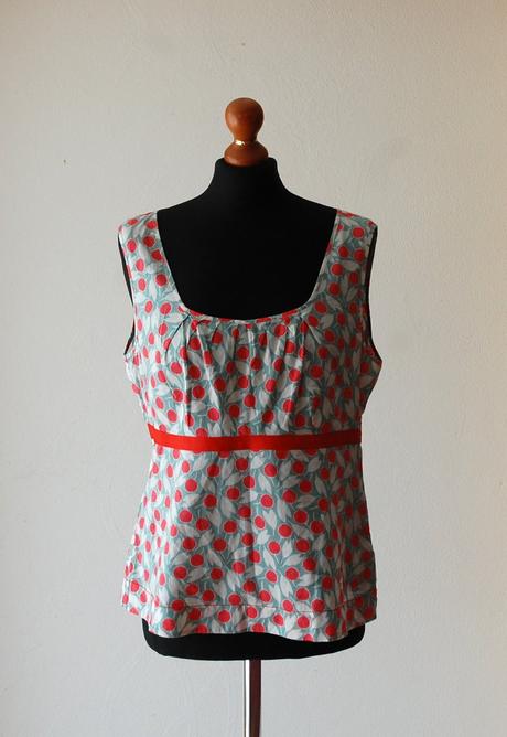 Štýlový letný top boden s čerešňovým vzorom, xl