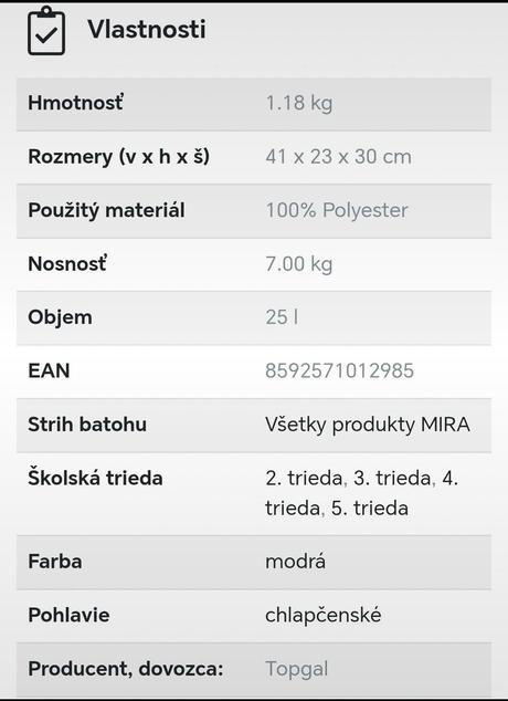 Školská taška topgal,