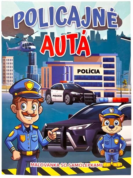 Policajné autá maľovánka so samolepkami,