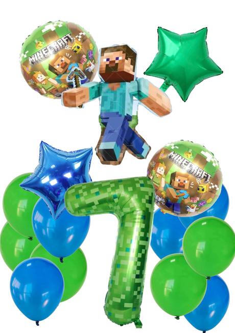 Balóny minecraft- steve 85cm aj meč- až 15/16/17ks,
