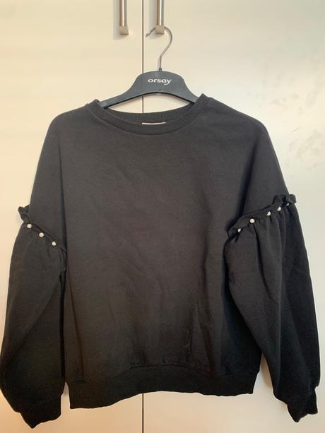 Orsay čierna mikina s perlami xs, orsay,xs