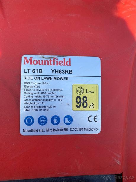 Záhradný traktor - benzínová kosačka mountfield lt, 