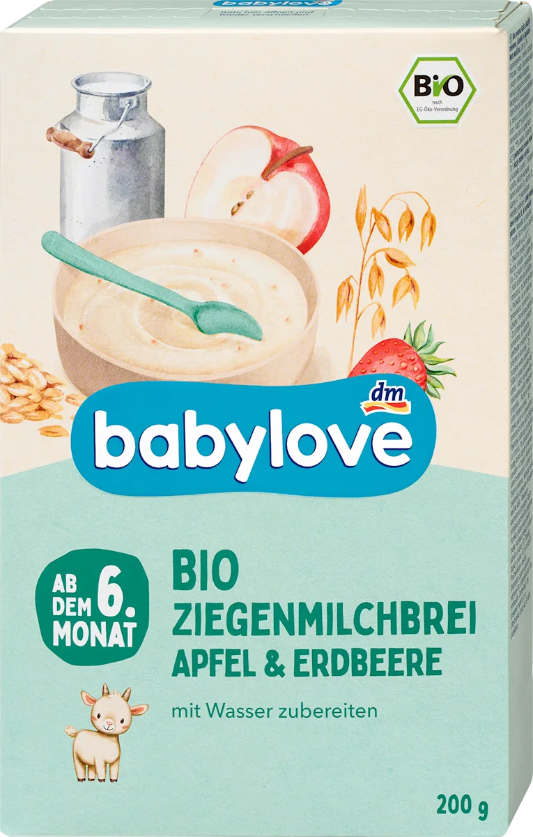 babylove Bio ovsená kaša s kozím mliekom jablko - jahody, 200 g