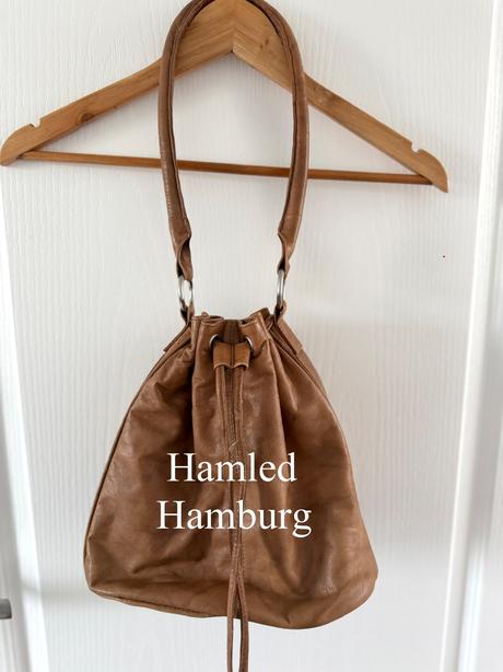 Kožená kabelka vak vintage hamled hamburg hnedá,