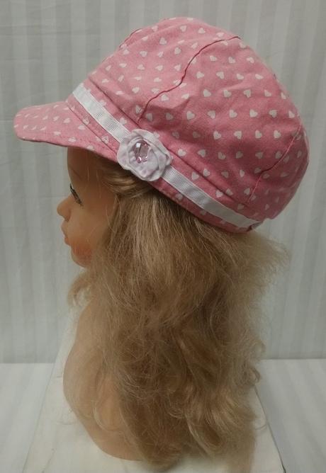 Ružová šiltovka, srdiečka č. 505, kids, 54 cm 6-8r, kids,54