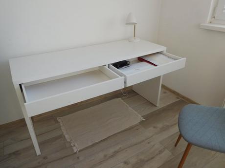 Stol písací biely  142 x 50 cm + stolička pevná,, 