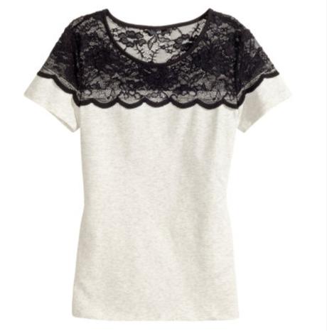 Tričko s čipkou, h&m,s
