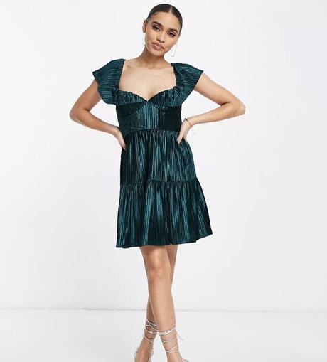 Zelene vrubkovane babydoll satky, xs