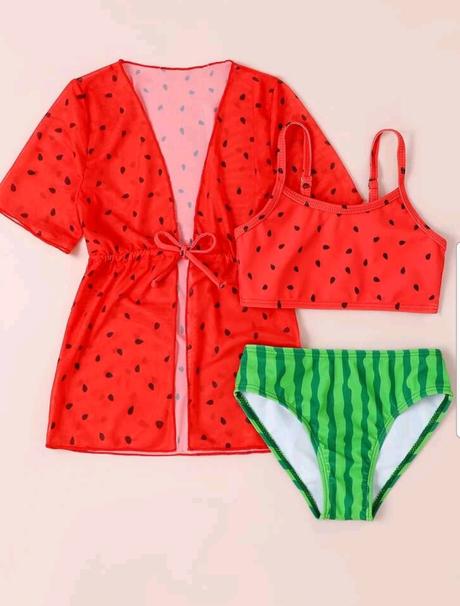 Plavky melón +kimono poštovné zdarma, 104 / 110 / 116 / 122