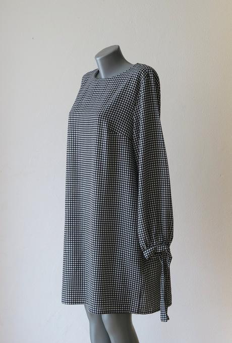 Čierno-biele gingham šaty, h&m,l
