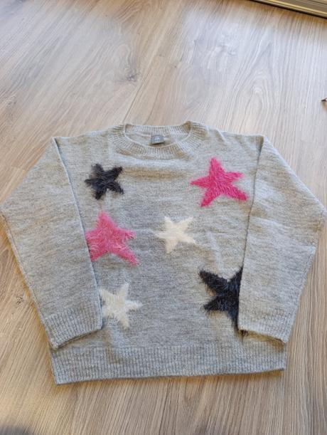 Dievčenský sivý sveter s hviezdami, pepco,128