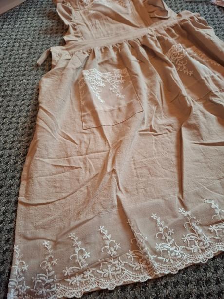 Vintage vyšívané zástery s kvetinovou textúrou, 