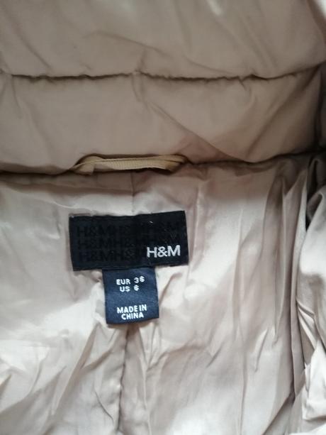 Zimný prešívaný kabát ham, v36, zlatá béžová, h&m,36