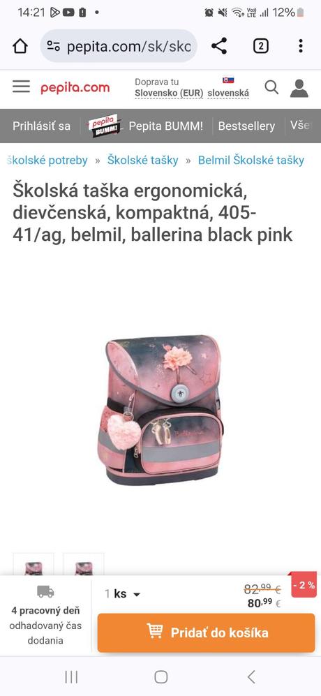 Školská taška belmil balerina, 