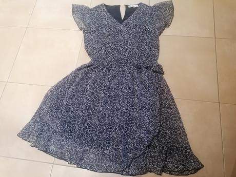 Modré šaty nenosené, c&a,164