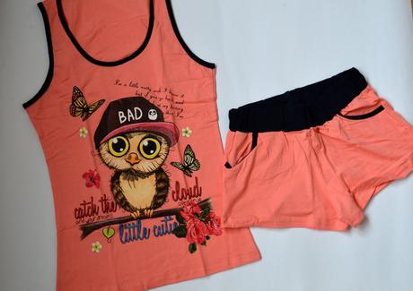Pyžamo krátke sova, mačička, kačiatko, l / m / s / xs