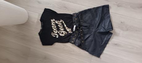 Koženkové kraťasy + tričko s flitrami, piazza italia,134